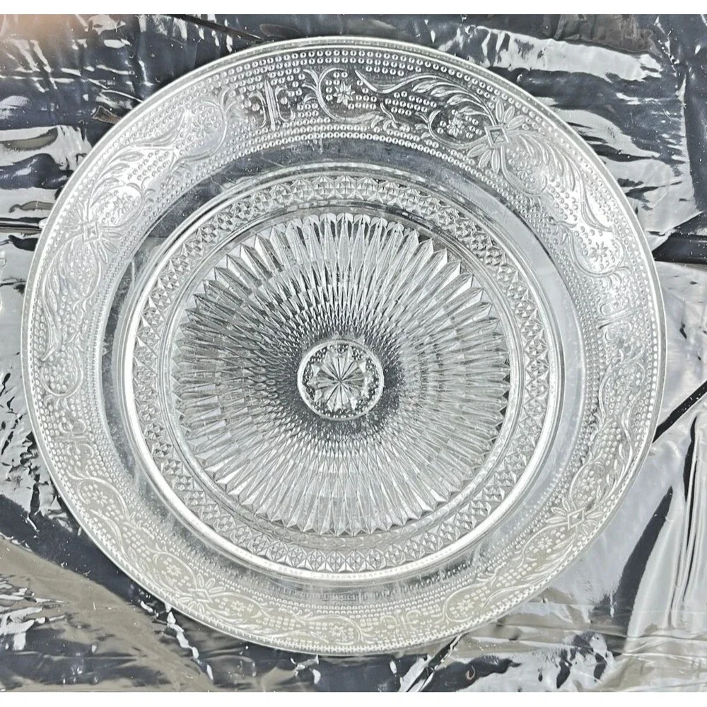 Set of 4 Zions Mercantile Glass Tiara Clear Sandwich/Salad Plate | 8.25 Inches